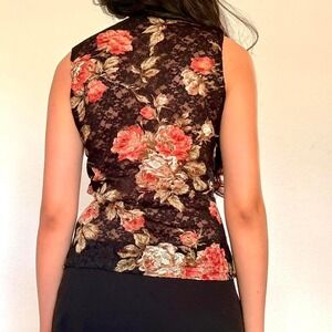 Y2k Black Floral Lace Tank Top
